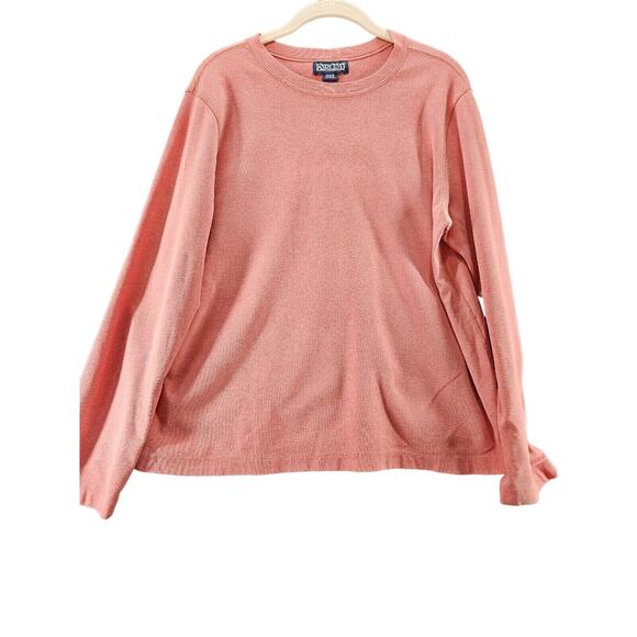 Lands End Womens Top Orange Size L Cotton Blend Long Sleeve Pullover - Picture 1 of 12